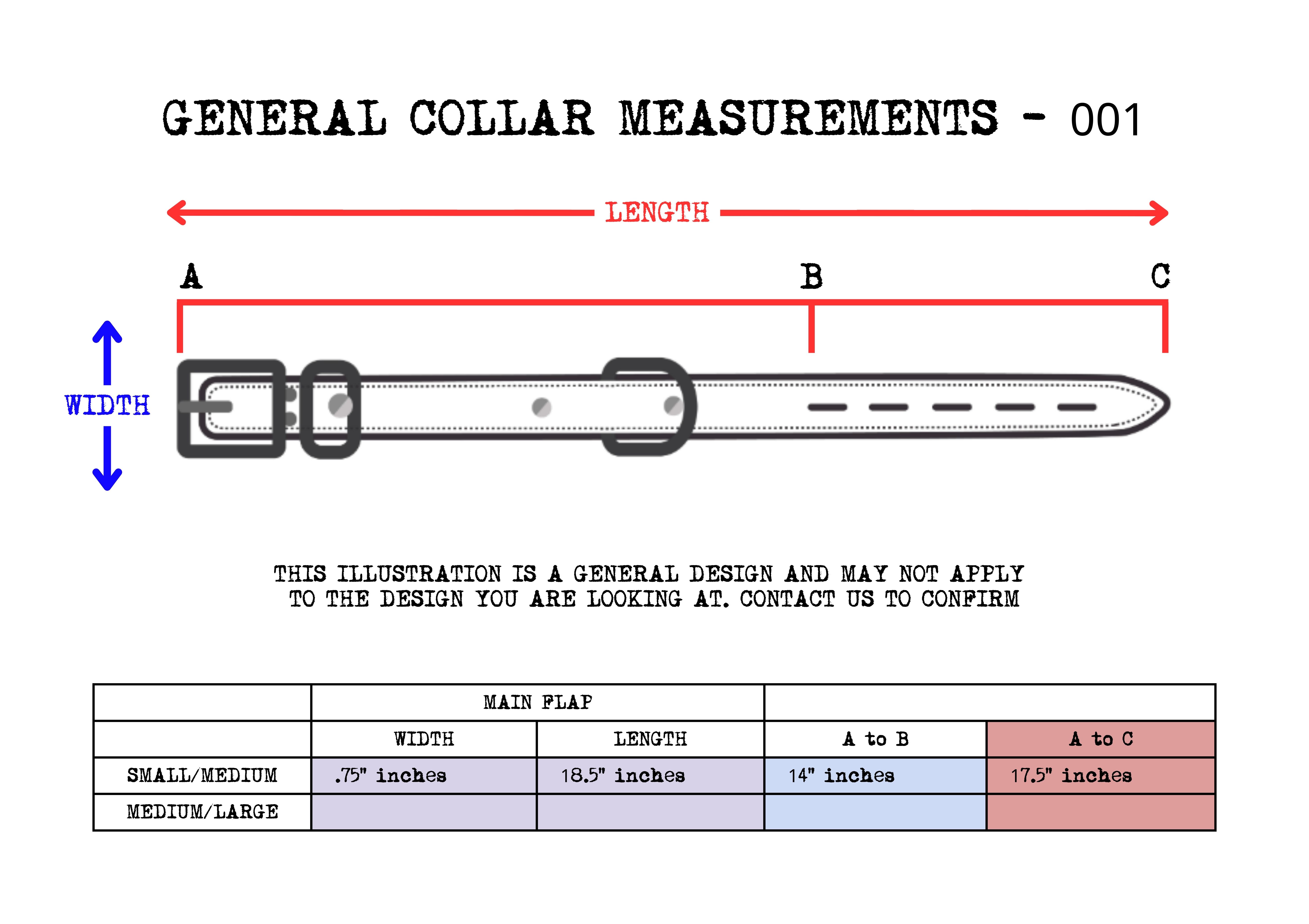 Collar Measurement Table